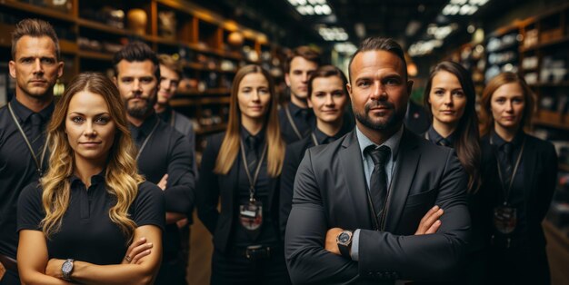 Team von Geschäftsleuten im Büro in formellen Anzügen Generative KI