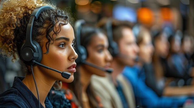 Team von Telefonisten, die im Büro Kundendienst anbieten