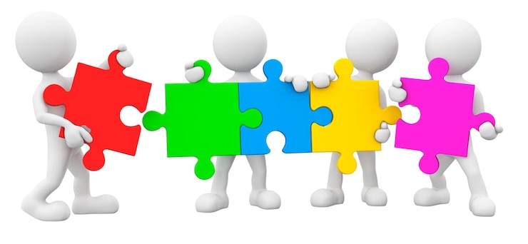 Foto teamarbeits-puzzle png 3d-illustration durchsichtiger hintergrund