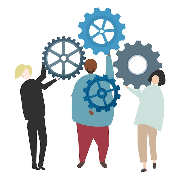 Teamarbeitsgetriebe png-Illustration durchsichtiger Hintergrund