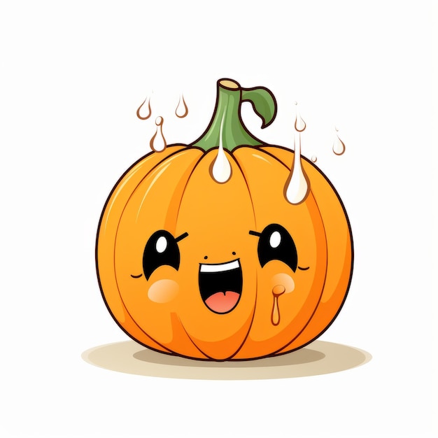 Foto tearful cute kawaii pumpkin clipart em um fundo branco