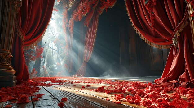 Foto teatro mágico palco cortinas vermelhas show spotlight