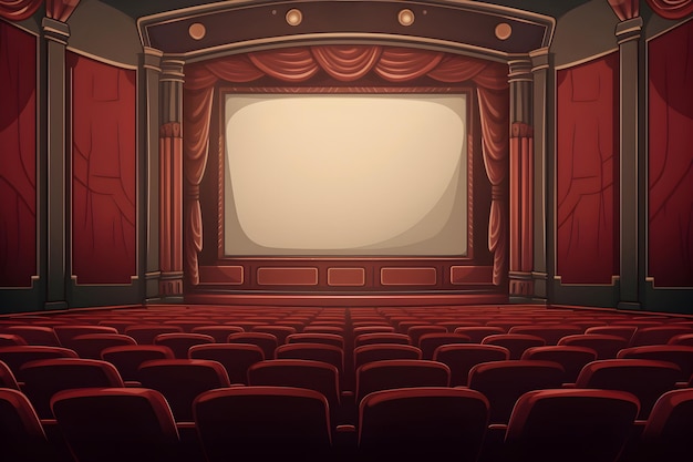 Un teatro con una pantalla para una sala de cine.