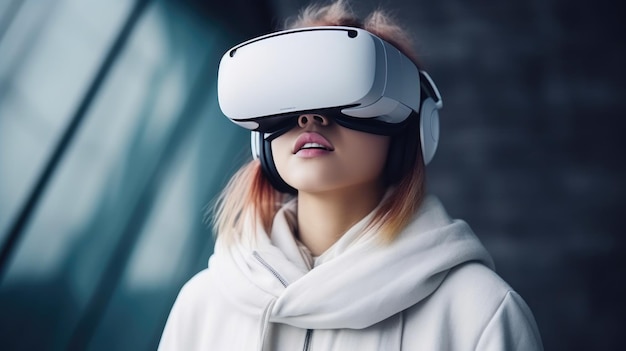 Tech-Savvy-Frau erforscht die virtuelle Realität