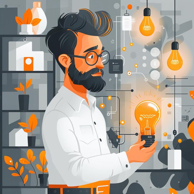Tech-Startup-Gründer Software-Ingenieur in einer Vektorzeichnung