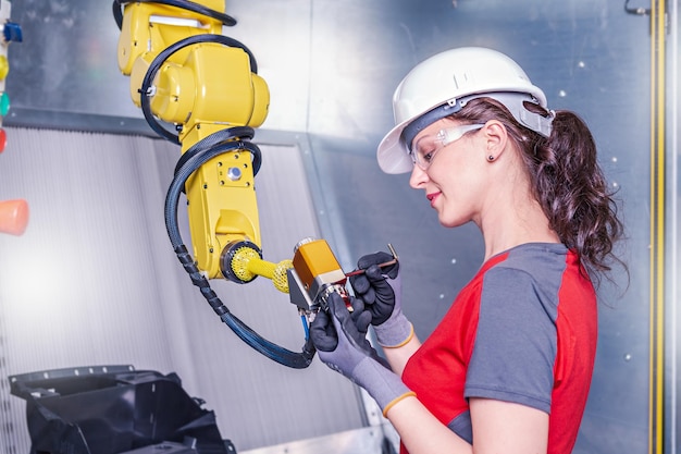 Techniker, der an Maschinen in einer Fabrik arbeitet