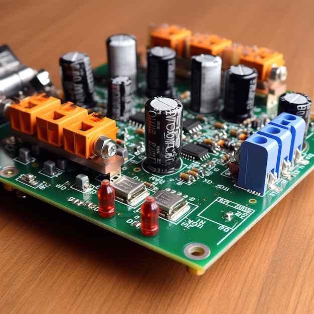 Foto techniker für die lötung von elektronischen pcb-karten