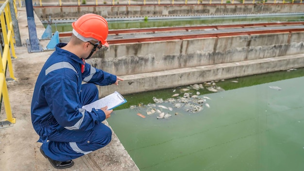 Techniker für die Wartung von Wasseranlagen Maschinenbauingenieure überprüfen das Steuerungssystem in der Wasseraufbereitungsanlage