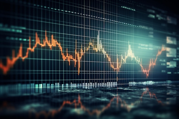 Technisches Preisdiagramm und Indikatorhandelsdiagramm an der Börse. Aktienhandel