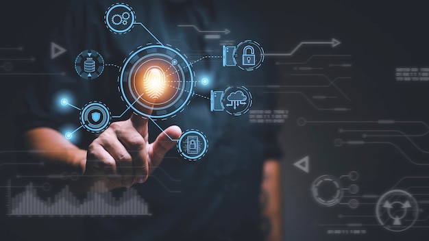 Technologie Fingerabdruck-Scan bietet Sicherheit digitale Transformation Veränderungsmanagement neue Technologie Big Data und Geschäftsprozessstrategie Automatisierung des Betriebs Kundendienstmanagement