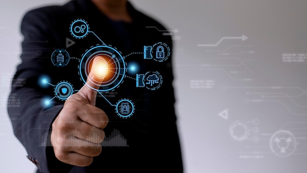 Technologie Fingerabdruck-Scan bietet Sicherheit digitale Transformation Veränderungsmanagement neue Technologie Big Data und Geschäftsprozessstrategie Automatisierung des Betriebs Kundendienstmanagement