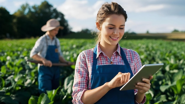 Technologie hilft mir viel auf der Farm Porträt einer attraktiven jungen Frau mit einem Tablet, während wo