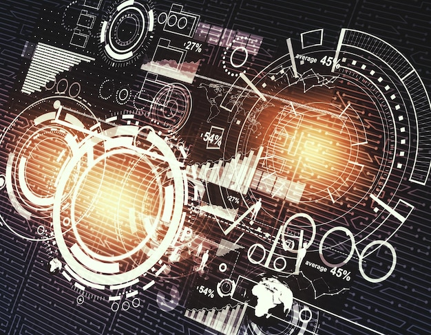 Technologie-Infographik und Schnittstellenkonzept