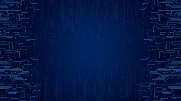 Technologiehintergrund blau mit Schaltungselementen 3d