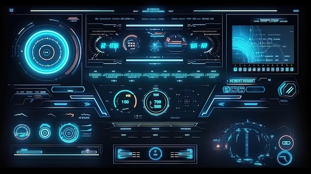 Technologische zukünftige Schnittstelle HUD Cyber Access Platform abstraktes HintergrundvektordesignHudGUI für Spielhintergrunddesign Technologiehintergrund Digitale Daten Generative KI