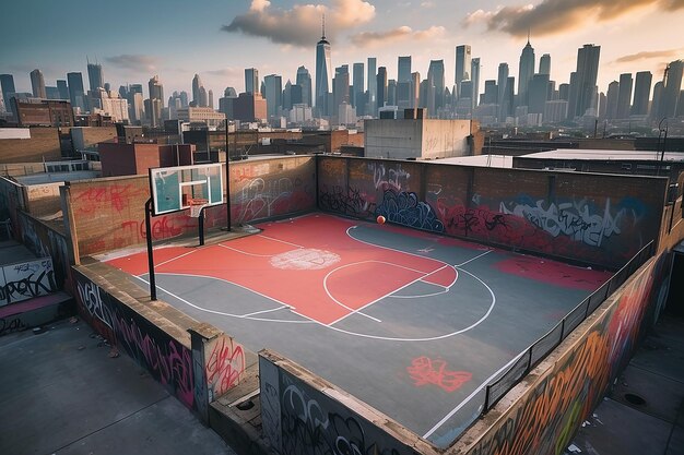 El techo de baloncesto urbano de Gritty