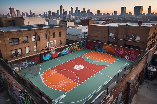 El techo de baloncesto urbano de Gritty