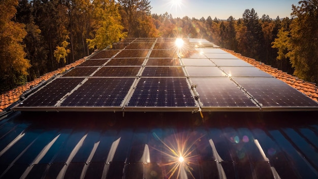 El techo de una casa con paneles solares