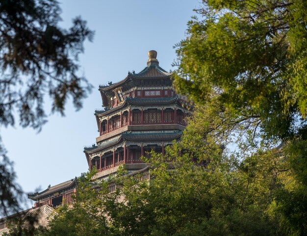 Techo ornamentado en el Palacio de Verano en las afueras de Beijing China