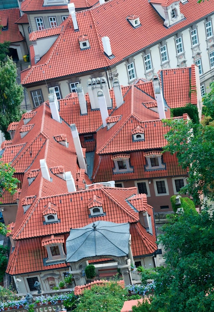 Techos rojos en la ciudad de Praga República Checa