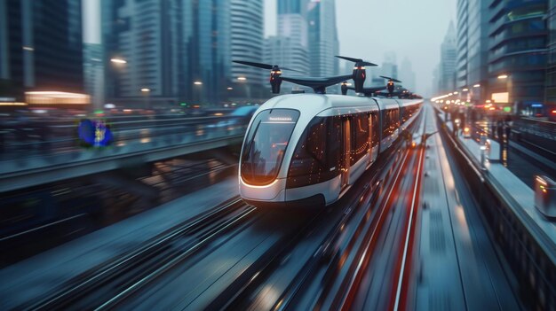 Foto techsavvy transportation redes de transporte de alta tecnologia que abrangem continentes com trens futuristas, drones e sistemas de hyperloop