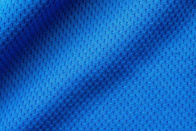 Foto tecido azul para roupas esportivas com textura de camisa de futebol