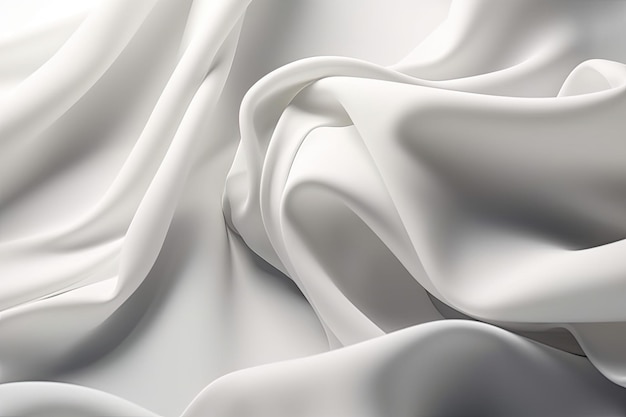 Tecido branco com drapeados elegantes e ondas fluidas Generative AI