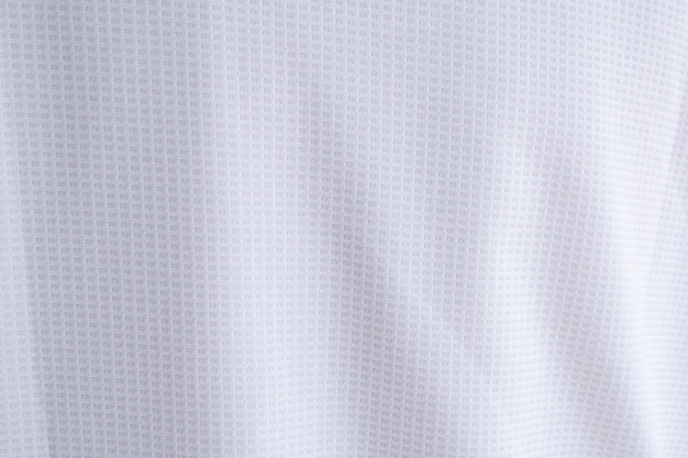 Tecido branco de roupas esportivas, camisa de futebol, jersey, textura, abstrato, fundo