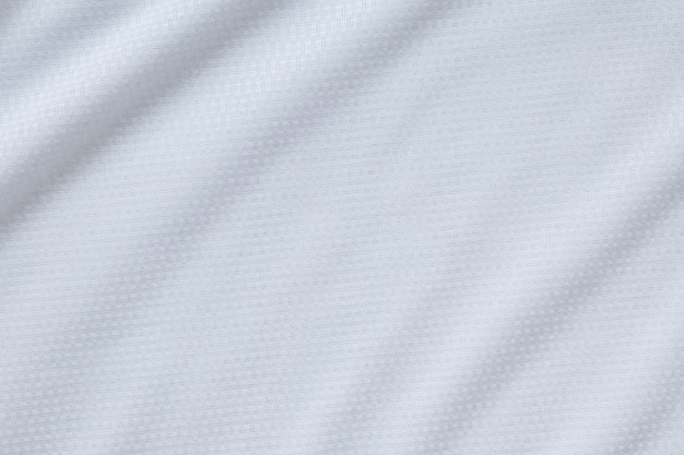 Tecido branco de roupas esportivas, camisa de futebol, textura de fundo de jersey