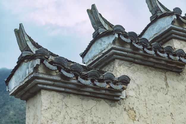Tecido chinês Huipai telhado do edifício