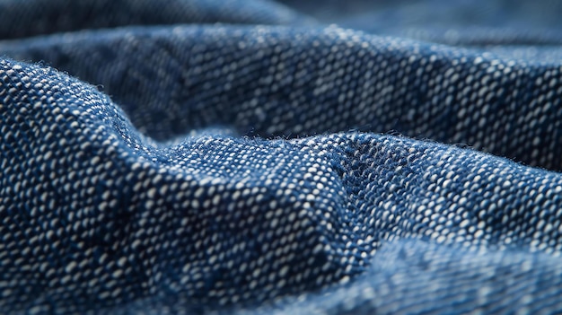 Tecido de calça jeans azul close up Textura detalhada de tecido denim Fundo têxtil índigo abstrato