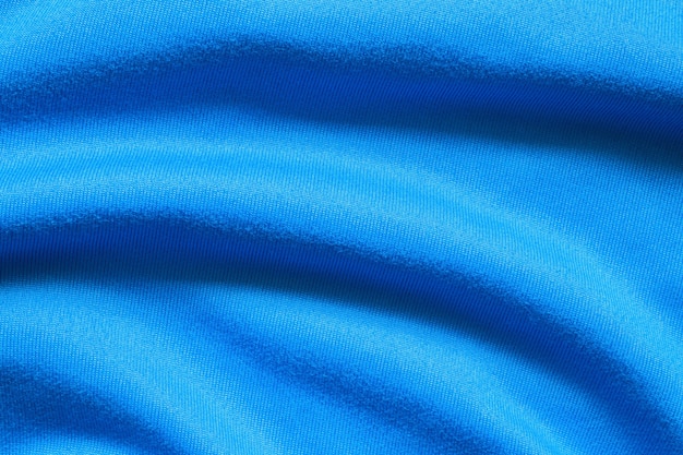 Tecido de camisa de futebol azul para roupas, textura, esportes, roupas de fundo