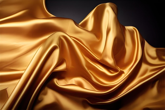 Tecido de cetim drapeado de luxo dourado onda fundo abstrato suave ondulado elegante dourado