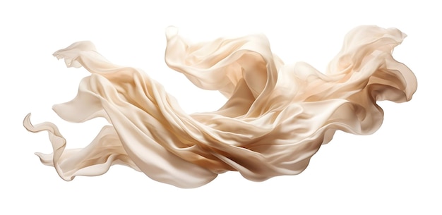 Foto tecido de luxo voando no vento em fundo branco renderização 3d generative ai