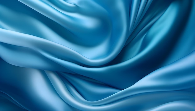 Tecido de seda azul delicado e elegante abstrato ondulado realista