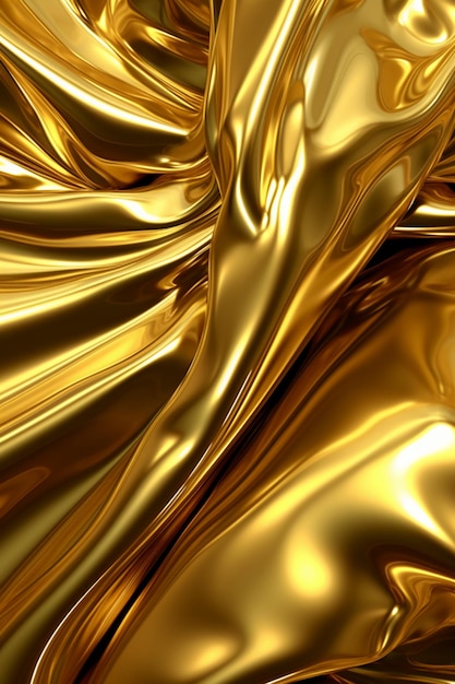 Tecido de seda dourada muito brilhante e com muita luz.