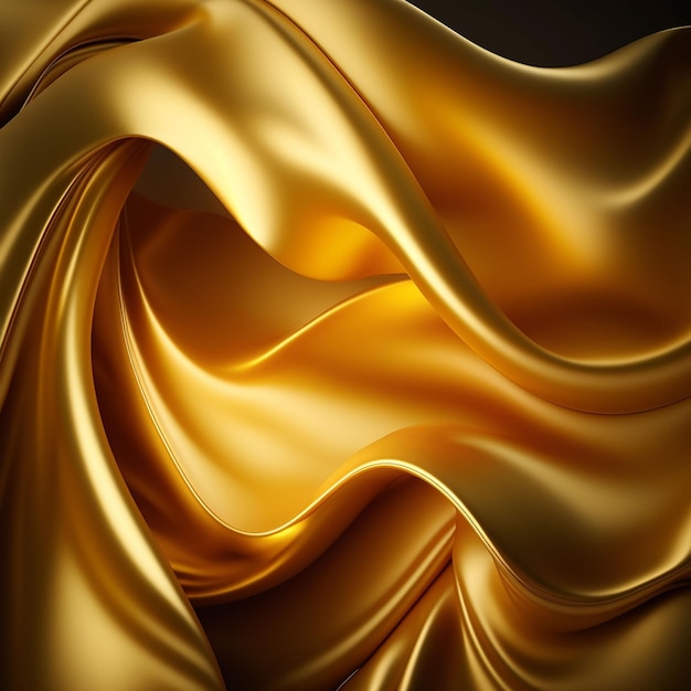 Tecido de seda dourado que sopra ao vento