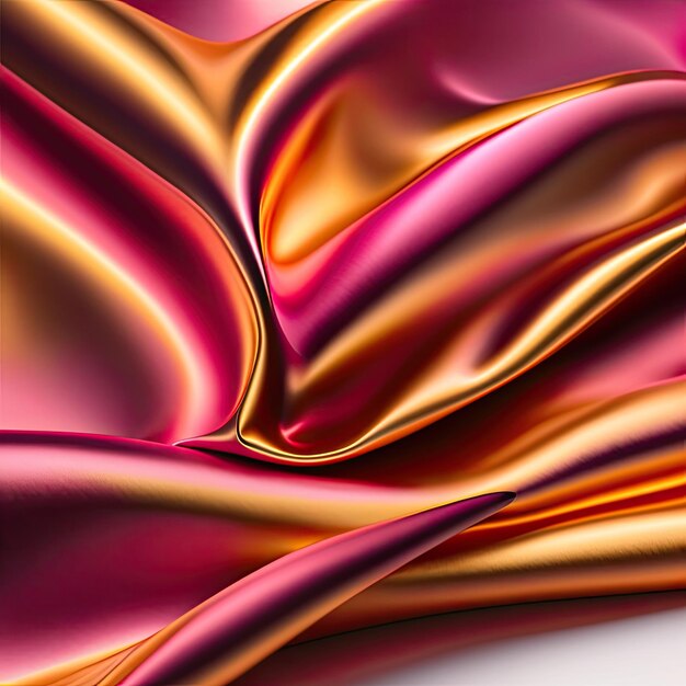 Tecido de seda gradiente dourado e rosa