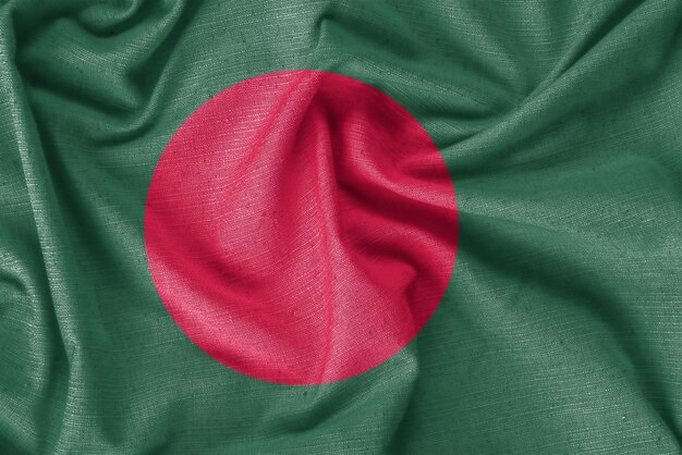 Tecido de seda realista de fundo de bandeira do país de Bangladesh