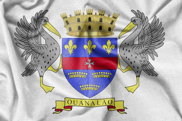 Foto tecido de seda realista de fundo de bandeira do país de saint barthelemy