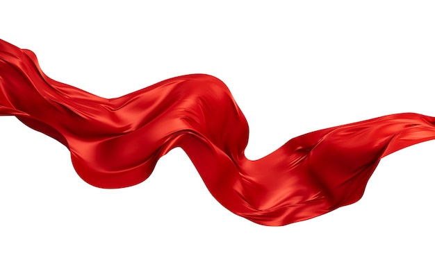 Foto tecido de seda vermelha material de pano vermelho voando ao vento renderização em 3d