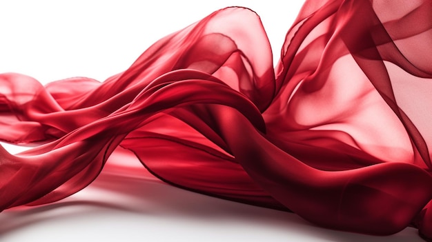 Tecido de seda vermelho em um fundo branco