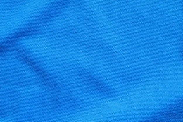 Tecido de tecido de camisa de futebol azul, tecido esportivo, textura de fundo