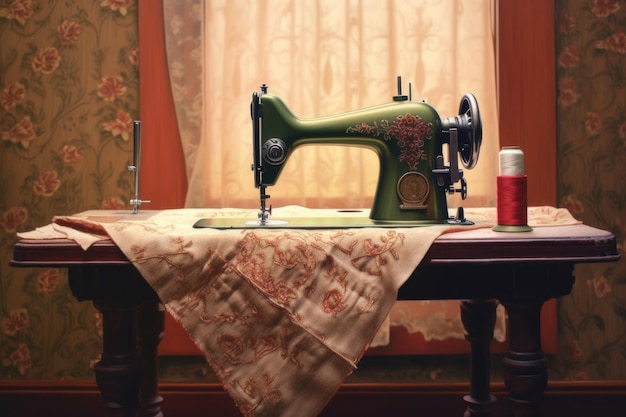 Foto tecido de terno de costura de máquina de costura criado com ai generativa