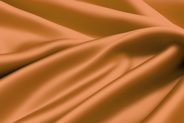 Tecido elegante de seda laranja com fundo de dobras