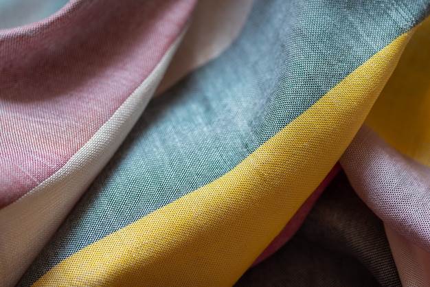 Tecido listrado multicolorido, têxtil