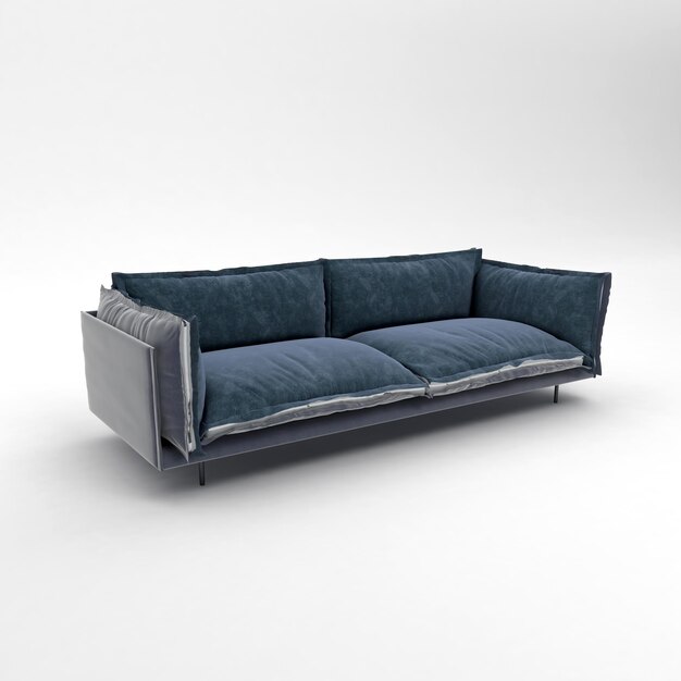 tecido moderno sofá para interior de sala moderna sofá confortável em fundo branco renderização 3d