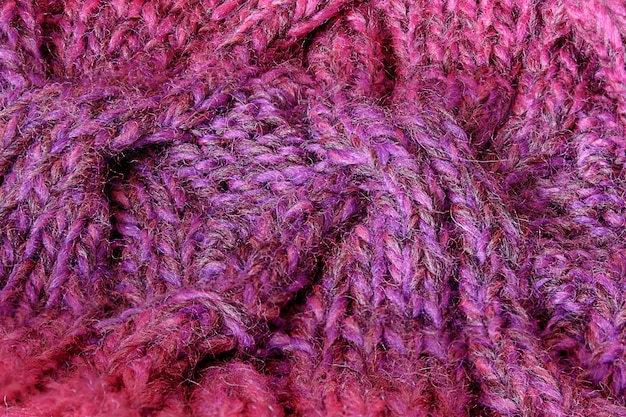 Tecido padrão de textura de malha feito de lã Padrão de lã de malha de textura de suéter feito à mão