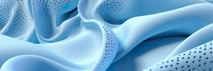 Foto tecido respirável seco azul claro orifícios de malha macios fundo azul claro flutuante generative ai