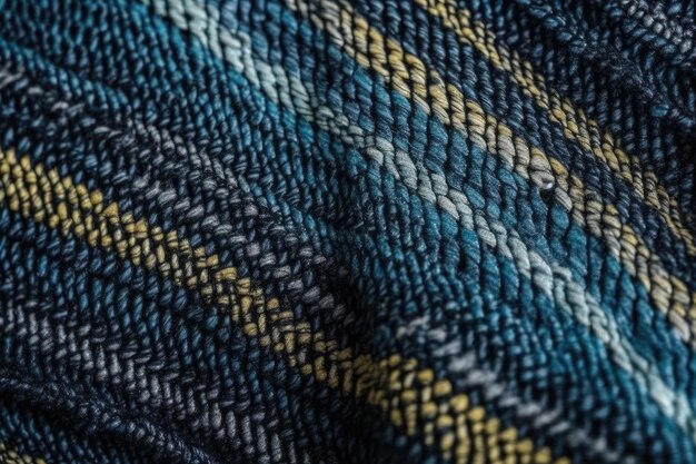 Tecido xadrez azul e amarelo em CloseUp Generative AI